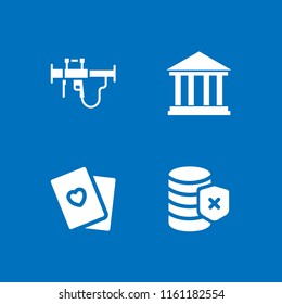 text icon. 4 text set with cards, error, bazooka and history vector icons for web and mobile app