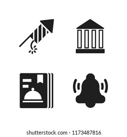 text icon. 4 text vector icons set. recipe, fireworks and notification icons for web and design about text theme
