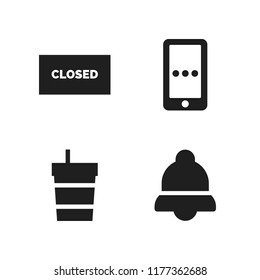 text icon. 4 text vector icons set. notification, coffee cup and closed icons for web and design about text theme