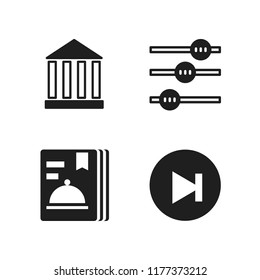 text icon. 4 text vector icons set. next, settings and recipe icons for web and design about text theme