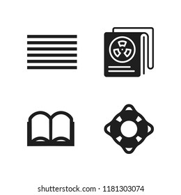 text icon. 4 text vector icons set. lifeguard, open book icon and newspaper icons for web and design about text theme