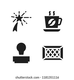text icon. 4 text vector icons set. coffee cup, goal and fireworks icons for web and design about text theme