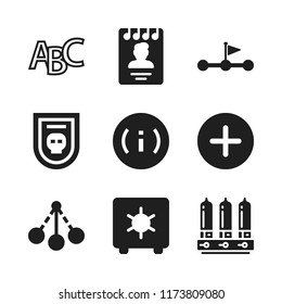 text icon. 9 text vector icons set. agenda, info and add icons for web and design about text theme