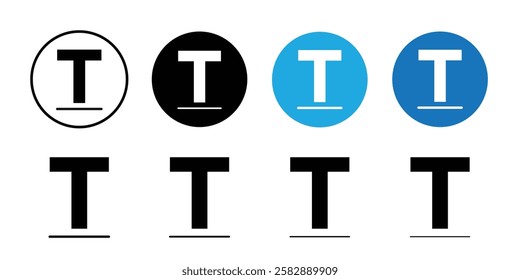 Text icon Black line art vector logo set