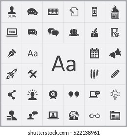 text icon. blog icons universal set for web and mobile