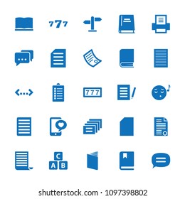 Text icon. collection of 25 text filled icons such as abc cube, 7 number, document, paper, emoji listening music, phone with heart. editable text icons for web and mobile.