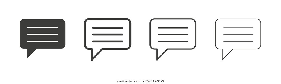 Text icon in fill and three stroke sizes
