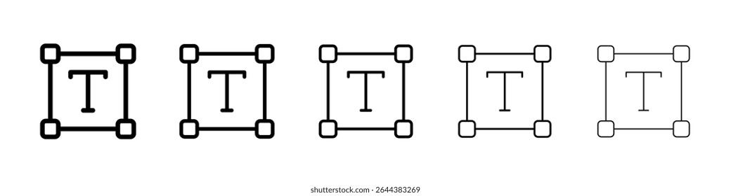 Conjunto de gráficos de iconos de texto. estilo de línea de trazo de moda
