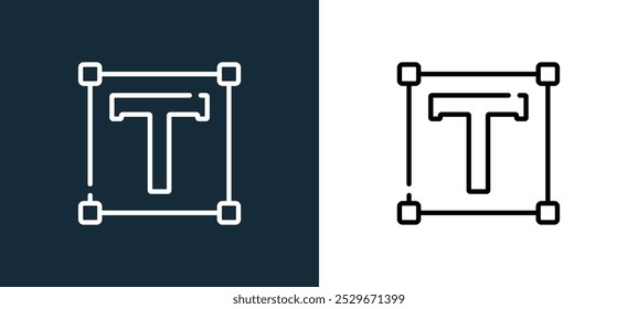 Icono de texto aislado en colores blanco y negro Icono de Vector lineal de contorno de texto de la colección de edición de Vector para App móviles, Web y UI.