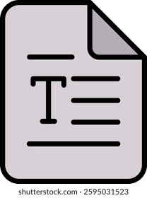 Text Icon Lineal Color Vector Illustration