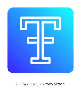 Text Icon on Blue Gradient Background Square