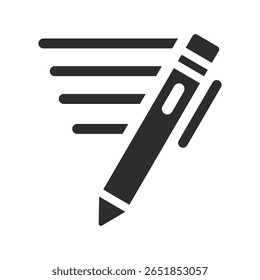 text icon, pen symbol, flat vector illustration on white background