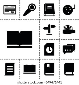 Text icon. set of 13 filled texticons such as emoji listening music, document, documents box, book, door knob, direction