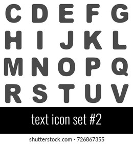Text. Icon set 2. Gray icons on white background.