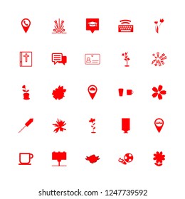 text icon set about announcement, bible, coffee cup and phone pin vector set