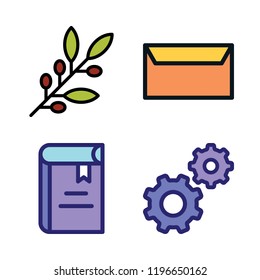 text icon set. vector set about book, settings, mail and hebrew icons set.