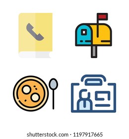 text icon set. vector set about id card, agenda, hebrew and mailing icons set.