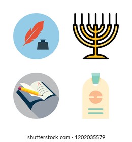 text icon set. vector set about quill, open book, hebrew and id icons set.