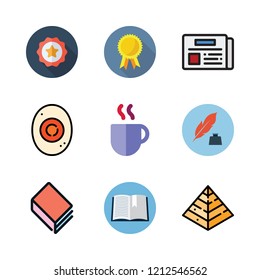 text icon set. vector set about badges, newspaper, open book and e reader icons set.