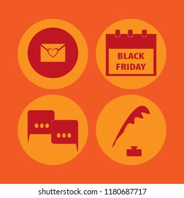 text icon. text vector icons set speech clouds, black friday calendar, pen ink and heart envelope