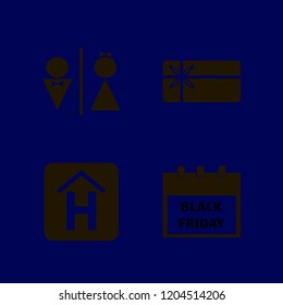 text icon. text vector icons set black friday calendar, hotel sign, wc and gift card
