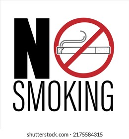 Text Icon Warning No Smoking, Free Smoke Area, Do Not Tobacco Cigarette Circle Crossed Out Illustration Sign