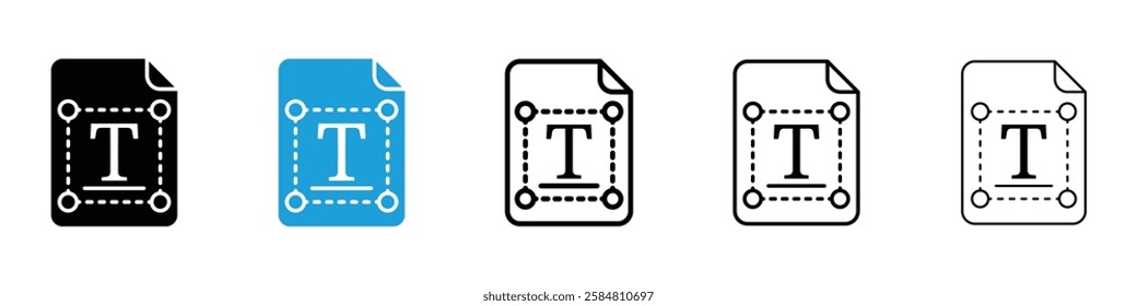 Text icons collection vectors in black and blue