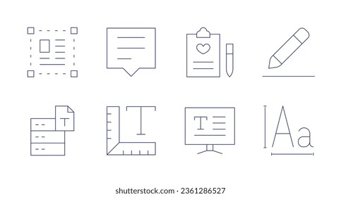 Textsymbole. bearbeitbarer Strich. Enthält Bearbeitungstext, Schriftart, Auswahl, Text, Texteditor, Schreiben, Rezension, Größe.