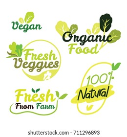 Organic Healthy Logo Labels Hand Lettering Stock Vector (Royalty Free ...