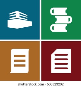 Text icons set. set of 4 text filled icons such as documents and document boxes