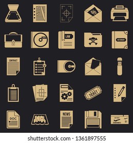 Text icons set. Simple set of 25 text vector icons for web for any design