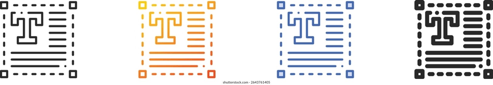 text icon.Thin Linear, Gradient, Blue Stroke and bold Style Design Isolated On White Background