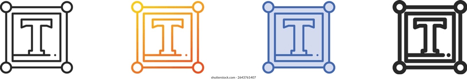 text icon.Thin Linear, Gradient, Blue Stroke and bold Style Design Isolated On White Background