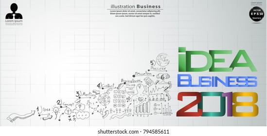 Text  Idea Business 2018 - Background Plan Business - modern Idea and Concept Vector illustration Business  with  icon.