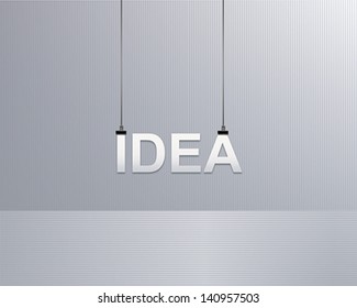 text idea is suspended on a rope