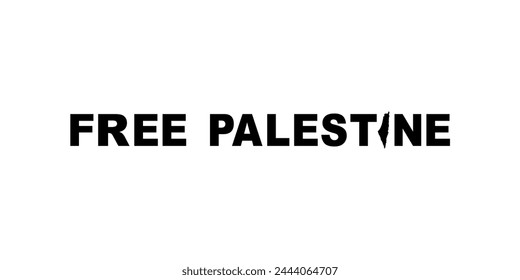 Text Illustration About 'FREE PALESTINE', can use for Poster, Banner, Sticker, T-Shirt, Cover, Logo Gram, or Graphic Design Element. Vector Illustration