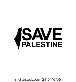 Text Illustration About 'SAVE PALESTINE', can use for Poster, Banner, Sticker, T-Shirt, Cover, Logo Gram, or Graphic Design Element. Vector Illustration