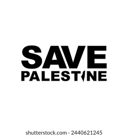 Text Illustration About 'SAVE PALESTINE', can use for Poster, Banner, Sticker, T-Shirt, Cover, Logo Gram, or Graphic Design Element. Vector Illustration