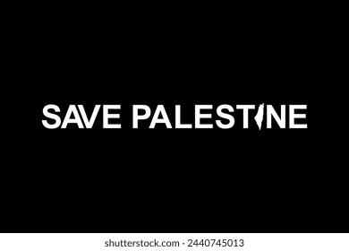 Text Illustration About 'SAVE PALESTINE', can use for Poster, Banner, Sticker, T-Shirt, Cover, Logo Gram, or Graphic Design Element. Vector Illustration