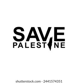 Text Illustration About 'SAVE PALESTINE', can use for Poster, Banner, Sticker, T-Shirt, Cover, Logo Gram, or Graphic Design Element. Vector Illustration