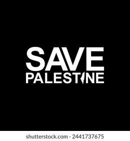 Text Illustration About 'SAVE PALESTINE', can use for Poster, Banner, Sticker, T-Shirt, Cover, Logo Gram, or Graphic Design Element. Vector Illustration