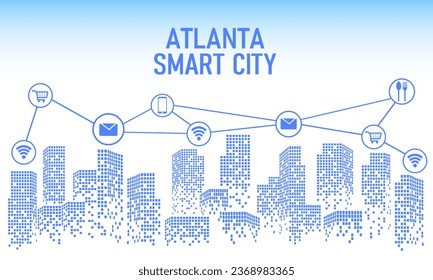 Text illustration ATLANTA SMART CITY, building abstract illustration