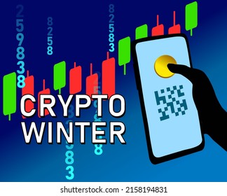 Ilustración de texto CRYPTO WINTER, concepto digital