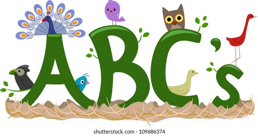 Text Illustration Featuring Birds - ABCs of Birds