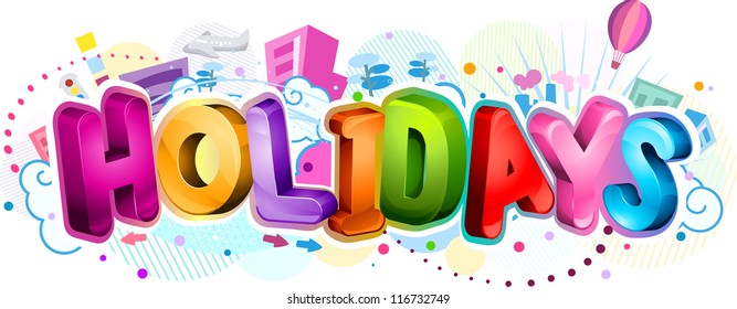 Text Illustration Featuring Colorful Letters That Spell Out the Word Holidays