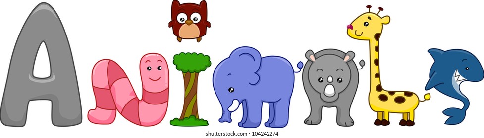 Text Illustration Featuring Different Animals