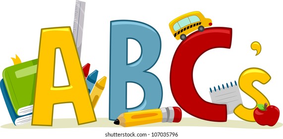 Text Illustration Featuring Letters of the Alphabet - Learning ABCs