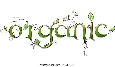 Text Illustration Featuring the Word Organic Done in Ornate Lettering