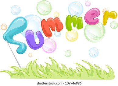 Text Illustration Featuring the Word Summer Surrounded with Bubbles