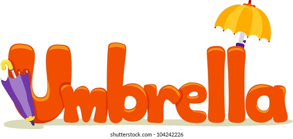 Text Illustration Featuring the Word Umbrella